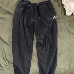 Nike Black Fleece Jogger Sweatpants with White Swoosh